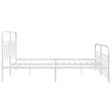 Metal Bed Frame without Mattress with Footboard White 193x203cm 377190