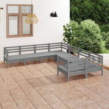 8 Piece Garden Lounge Set Solid Wood Pine Grey 3083246