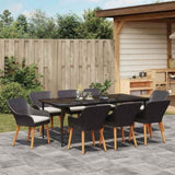 Garden Dining Set with Cushion 9 pcs Black Poly Rattan 3261669