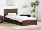 Bed Frame with Drawer Brown Oak 75 x 190 cm Engineer Wood 3410762