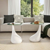 Coffee Table 2 pcs with Round Glass Top High Gloss White 240322