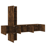 5 Piece TV Wall Units Smoked Oak Engineered Wood 3216461