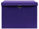 Storage Boxes with Lids 10 pcs Purple 32x32x32 cm Fabric 288356