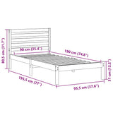 Bed Frame with Headboard Brown 90 x 190 cm Solid Pine Wood 872269