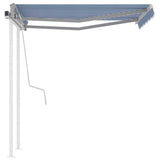 3069916 Manual Retractable Awning with Posts 3,5x2,5 m Blue and White