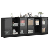 Bookcase with Doors Black 204x37x75 cm Engineered Wood 3206532