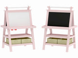 3 in 1 Kids Easel Double-Sided Magnetic Whiteboard and Chalkboard with Paper Roll, Storage Baskets T3398P378908