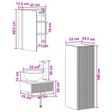 Bathroom Cabinet Set 4 pcs Sonoma Oak 43 x 11.5 x 60.5 cm 3407377