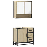 ZNTS 2 Piece Bathroom Furniture Set Sonoma Oak Engineered Wood 3300926