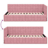 Corner Bed Frame with Headboard Pink 90 x 190 cm Velvet 42016381