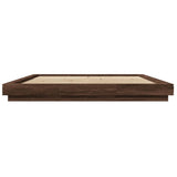 ZNTS Bed Frame with LED Lights without Mattress Brown Oak 200x200cm 3281076