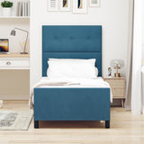 ZNTS Bed Frame in Dark Blue Velvet, 90x190 cm 3344913