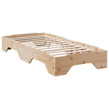 ZNTS Bed Frame No Mattress Stackable 90x190 cm Single Solid Wood 859208