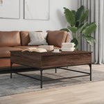 ZNTS Coffee Table Brown Oak 95x95x45 cm Engineered Wood and Metal 3217068