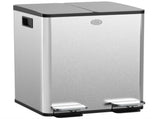 40L Dual Compartment Stainless Steel Bin, with Deodoriser Holders - Silver Tone T3398P344194