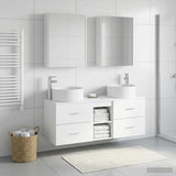 Bathroom Furniture Set 5 pcs White Engineered Wood and Glass 3407087