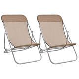Folding Beach Chairs 2 pcs Taupe Textilene&Powder-coated Steel 360193