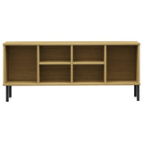 Shoe Rack with Metal Legs Brown 106x35x45 cm Solid Wood OSLO 350994