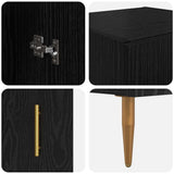 Highboard 2 pcs Black Oak Glass 3416198