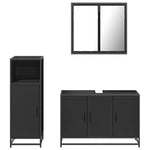 ZNTS 3 Piece Bathroom Furniture Set Black Engineered Wood 3300950