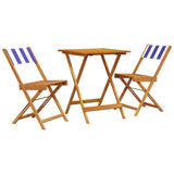 3 Piece Bistro Set Blue and White Fabric and Solid Wood 3281765