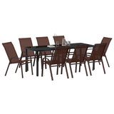 Garden Dining Set 9 pcs Brown and Black Powder-coated Steel 3379134