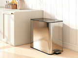 Dual Kitchen Bin with Soft-Close Butterfly Lid, 2 x 28L Stainless Steel Pedal Bin with Removable T3398P552546