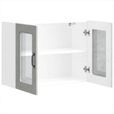 Kitchen Wall Cabinet with Glass Door Kalmar Concrete Grey Engineered Wood 853611