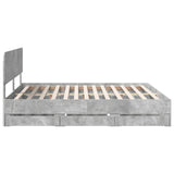 Bed Frame Concrete Grey 200 x 200 cm Engineered Wood 3412153