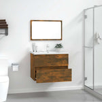 ZNTS 2 Piece Bathroom Furniture Set Smoked Oak Engineered Wood 815735