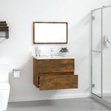 ZNTS 2 Piece Bathroom Furniture Set Smoked Oak Engineered Wood 815735