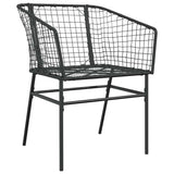 5 Piece Garden Dining Set Black Poly Rattan Glass 3334585