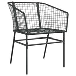 7 Piece Garden Dining Set Black Poly Rattan Glass 3334490