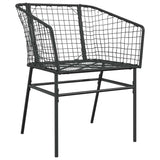 7 Piece Garden Dining Set Black Poly Rattan Glass 3334490
