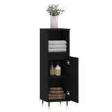 Bathroom Cabinet Black 30x30x100 cm Engineered Wood 831549