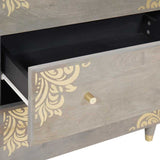 Sideboard Grey and Gold 60 x 33 x 75 cm Solid Mango Wood 4018775