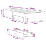 Bed Frame with Storage Concrete Grey 80 x 200 cm 3429530