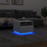 ZNTS Coffee Table with LED Lights White 50x49x40 cm 839826