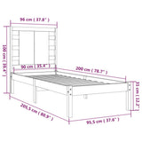 Bed Frame Natural wood colour Solid Pine Wood 90x200 cm Durable 3104203