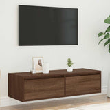 TV Cabinet with LED Lights Brown Oak 100X35.5x25 cm 860244