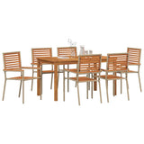 Garden Dining Set 7 pcs Beige Solid Acacia Wood 3365540