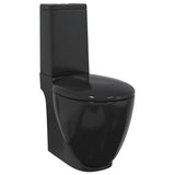 WC Ceramic Toilet Bathroom Round Toilet Bottom Water Flow Black 141136