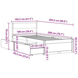 Bed Frame without Mattress 100x200 cm Solid Wood Pine 846789