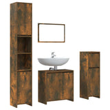 4 Piece Bathroom Furniture Set Smoked Oak Engineered Wood 3143928
