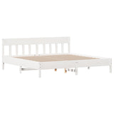 ZNTS Bookcase Bed without Mattress White 200x200cm Solid Wood Pine 3323171