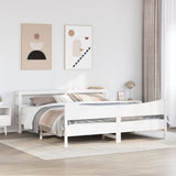 Bed Frame with Headboard White 200x200 cm Solid Wood Pine 3306292