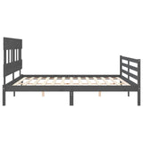 Bed Frame without Mattress Grey 200x200 cm Solid Wood 3195178
