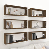 Wall Cube Shelves 6 pcs Brown Oak 60x15x23 cm Engineered Wood 815932