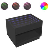 Coffee Table with Infinity LED Black 70x50x50 cm 847659