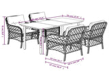 5 Piece Garden Dining Set with Cushions Grey Poly Rattan 3212189
